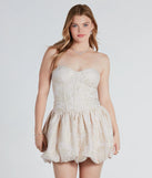 Elisa Formal Floral Jacquard Bubble Hem Skater Dress