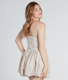Elisa Formal Floral Jacquard Bubble Hem Skater Dress