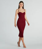 The midi dress length on the Emmy Formal Corset Bodycon Midi Dress provides an elevated silhouette perfect for any party, occasion, or everyday styling.
