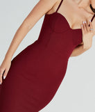 Revamp your 2025 wardrobe with this chic addition, the Emmy Formal Corset Bodycon Midi Dress in burgundy, perfect for elevating your style in the new year.