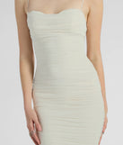 Make a bold statement in the Avery Formal Mesh Bodycon Midi Dress in ivory, the perfect spring dress for weddings, cocktail hours, nights out, and/or seasonal celebrations.