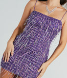 Revamp your 2025 wardrobe with this chic addition, the Khloe Sequin Fringe Party Dress in purple, perfect for elevating your style in the new year.