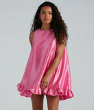 Maizie Taffeta Faux Pearl Button A-Line Dress