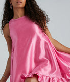 Maizie Taffeta Faux Pearl Button A-Line Dress