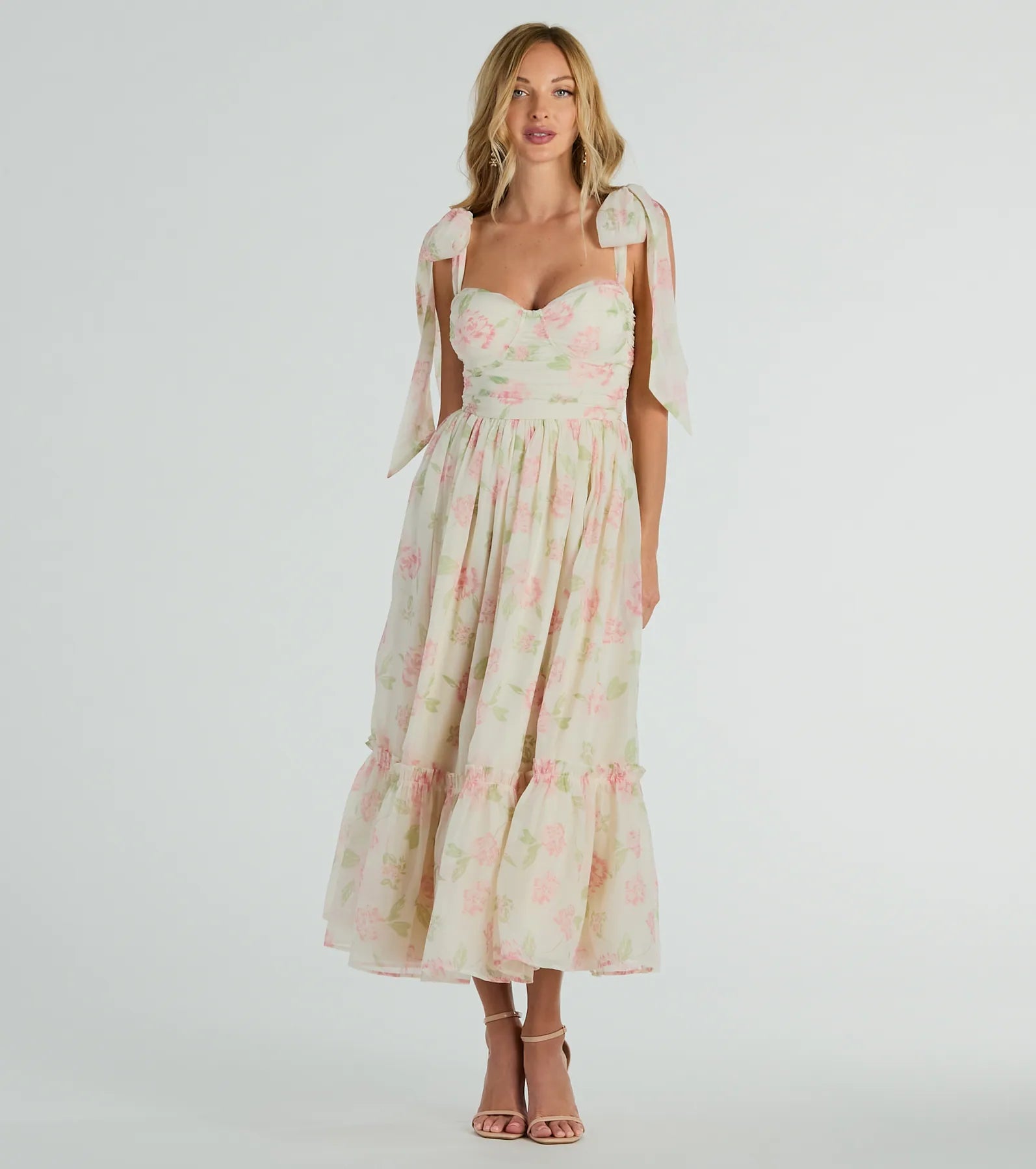 Fubail / Bow-Tie Chiffon Midi Dress