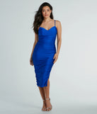 The midi dress length on the Marina Sweetheart Bodycon Formal Midi Dress provides an elevated silhouette perfect for any party, occasion, or everyday styling.