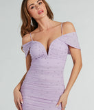 Revamp your 2025 wardrobe with this chic addition, the Anika Cold-Shoulder Pearl Mesh Formal Midi Dress in lavender, perfect for elevating your style in the new year.