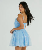 Revamp your 2025 wardrobe with this chic addition, the Brooke Cowl Neck Sequin Tulle A-Line Party Dress in light blue, perfect for elevating your style in the new year.