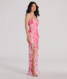 The Belinda Halter Floral Rhinestone Ruffle Mini Dress is a stylish pink floral dress featuring a fresh seasonal print and flattering design, perfect for garden parties, bridal showers, Valentine's Day celebrations, or everyday spring styling.