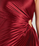 Felicity One-Shoulder Pleated Satin A-Line Midi Dress