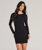 Own every entrance in the Karissa Long Sleeve Open Back Rhinestone Mini Dress, a black party dress perfect for milestone birthdays and grad parties, or dancing through summer nights and unforgettable bachelorette celebrations.