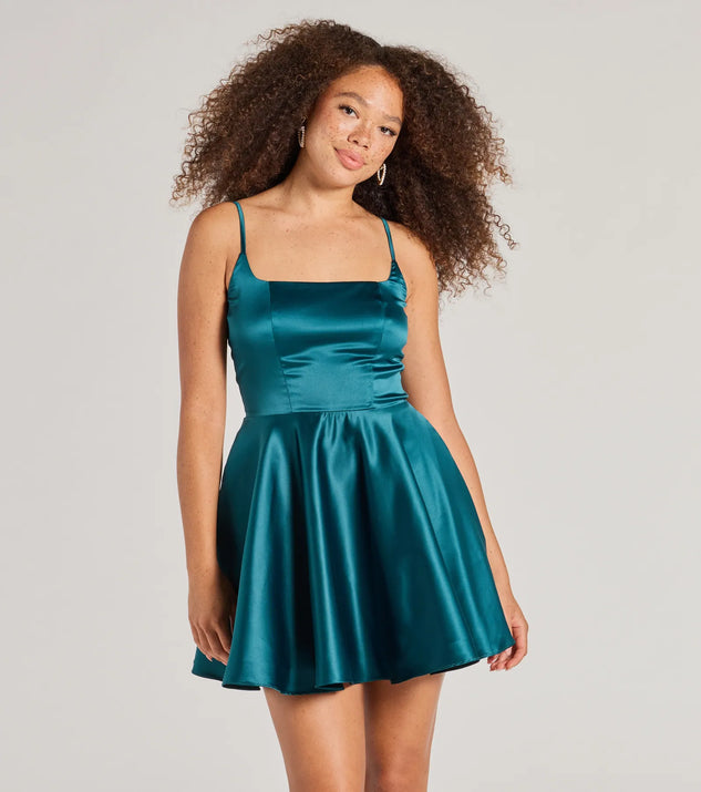 The Haidie Sleeveless A-Line Satin Party Dress is a mini dress that will make a statement with its short hemline and on-trend details to have you ready for any event!