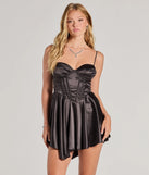 The Stevie Bustier A-Line Satin Party Dress is a mini dress that will make a statement with its short hemline and on-trend details to have you ready for any event!