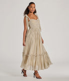 You'll look stunning in the Marnie Sweetheart Tie Strap Polka Dot Formal Midi Dress, a beige formal dress designed to create an effortless yet standout look as women's formal holiday attire, work party outfit, or NYE dress.