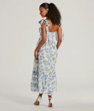 You'll look stunning in the Clara Sweetheart Floral Chiffon Midi Formal Dress, a light blue formal dress designed to create an effortless yet standout look as women's formal holiday attire, work party outfit, or NYE dress.
