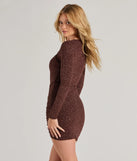 Own every entrance in the Toni Glitter Cowl Neck Mini Dress, a brown party dress perfect for milestone birthdays and grad parties, or dancing through summer nights and unforgettable bachelorette celebrations.