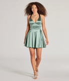 The Taylor Lace-Up Skater Satin Party Dress is a mini dress that will make a statement with its short hemline and on-trend details to have you ready for any event!