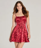 Turn heads in the beaming Carter Lace-Up Sequin A-Line Party Dress, a stunning red sequin dress designed to add sparkle and elegance to your next night out or special occasion.