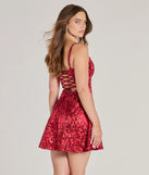 Own every entrance in the Carter Lace-Up Sequin A-Line Party Dress, a red party dress perfect for milestone birthdays and grad parties, or dancing through summer nights and unforgettable bachelorette celebrations.