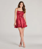 Make a bold statement in the Carter Lace-Up Sequin A-Line Party Dress in red, the perfect summer dress for weddings, cocktail hours, nights out, and/or seasonal celebrations.