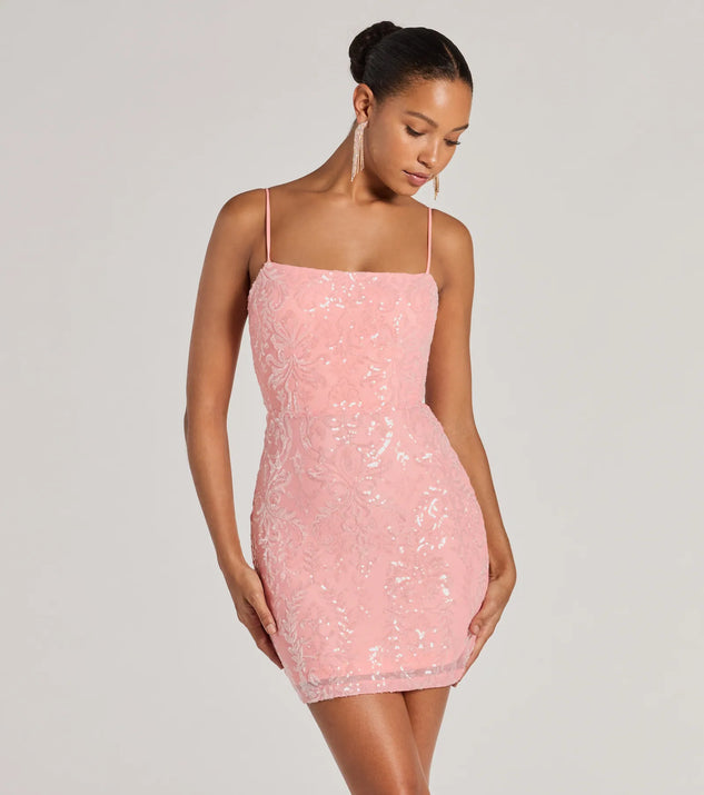 tobi lace up bodycon sequin party dress Windsor Tobi Lace-Up Bodycon Sequin Party Dress