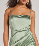 Own every entrance in the Harriet Formal Satin Corset Midi Dress, a sage green party dress perfect for milestone birthdays and grad parties, or dancing through summer nights and unforgettable bachelorette celebrations.