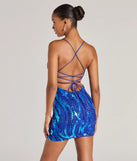 Revamp your 2025 wardrobe with this chic addition, the Kitana V-Neck Lace-Up Sequin Formal Dress in royal blue, perfect for elevating your style in the new year.