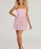 Style your seasonal looks with the Arie Strapless Rhinestone A-Line Party Dress, a trend-right, pink fall dress designed for any plan on your calendar with new and unqiue details.