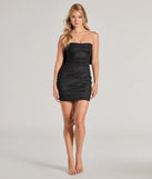 Own every entrance in the Reese Woven Glitter Knit Open-Back Bow Mini Dress, a black party dress perfect for milestone birthdays and grad parties, or dancing through summer nights and unforgettable bachelorette celebrations.