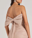 Flaunt your silhouette in the tight Reese Woven Glitter Knit Open-Back Bow Mini Dress in pink, a bodycon dress that empowers your look with bold style and effortless edge.