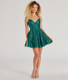 The Linda Lace-Up Glitter Sequin Skater Party Dress is a dazzling emerald sequin dress, perfect for making a bold entrance at any event, from cocktail parties to formal celebrations.