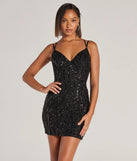 Keep it classic with the Hartley Lace-Up Sequin Mesh Bodycon Mini Dress, a feed-worthy pick from Windsor's black homecoming dress collection made to stop their scroll from pictures to the dance floor.