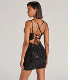 Style your seasonal looks with the Hartley Lace-Up Sequin Mesh Bodycon Mini Dress, a trend-right, black fall dress designed for any plan on your calendar with new and unqiue details.