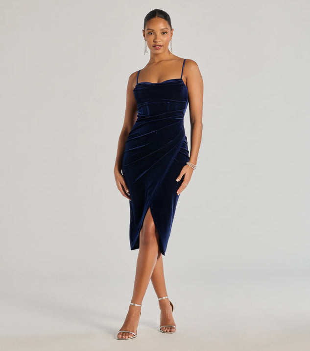 Velvet bodice tulle midi dress hotsell