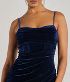 The Alice Corset Velvet Midi Formal Dress is a navy midi dress, featuring an elevated midi-length silhouette perfect for wedding guest attire, romantic date nights, or effortless everyday styling.