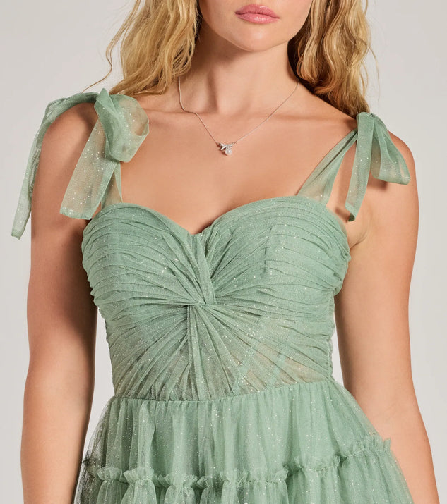 Lizzy Ruffled Glitter Mesh Skater Dress | Windsor