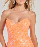 Revamp your 2025 wardrobe with this chic addition, the Lilian Sequin Strapless Lace-Up Mini Dress in orange, perfect for elevating your style in the new year.