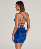 Revamp your 2025 wardrobe with this chic addition, the Tobi Lace-Up Bodycon Sequin Party Dress in royal blue, perfect for elevating your style in the new year.