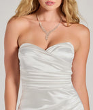 Bring high-impact style to your nightlife in the Jaylee Satin Strapless Wrap Bodycon Mini Dress, a bold white club dress made for dancing, parties, and unforgettable nights.