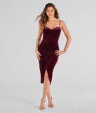 Feel instantly put-together in the Christa Sleeveless Velvet Wrap Midi Dress in wine, a summer wedding guest dress designed for confident style and all-out celebration.