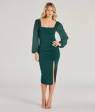 Feel instantly put-together in the Celeste Tie-Back Slit Crepe Midi Formal Dress in hunter green, a summer wedding guest dress designed for confident style and all-out celebration.