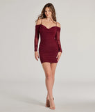 Make a bold statement in the Talia Pearl Mesh Cold-Shoulder Mini Dress in burgundy, the perfect spring dress for weddings, cocktail hours, nights out, and/or seasonal celebrations.