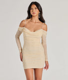 Step into seasonal chic with the Talia Pearl Mesh Cold-Shoulder Mini Dress, a ivory mini dress featuring an above-the-knee cut ideal for cocktail parties, festive gatherings, or clubwear.