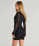 Own every entrance in the Aria Rhinestone Mesh Long Sleeve Mini Dress, a black party dress perfect for milestone birthdays and grad parties, or dancing through summer nights and unforgettable bachelorette celebrations.