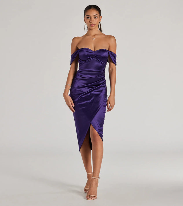 prom dresses slit V-Neck Long Prom Dress with Double-Slit A-Line Skirt Paris Blue / Small
