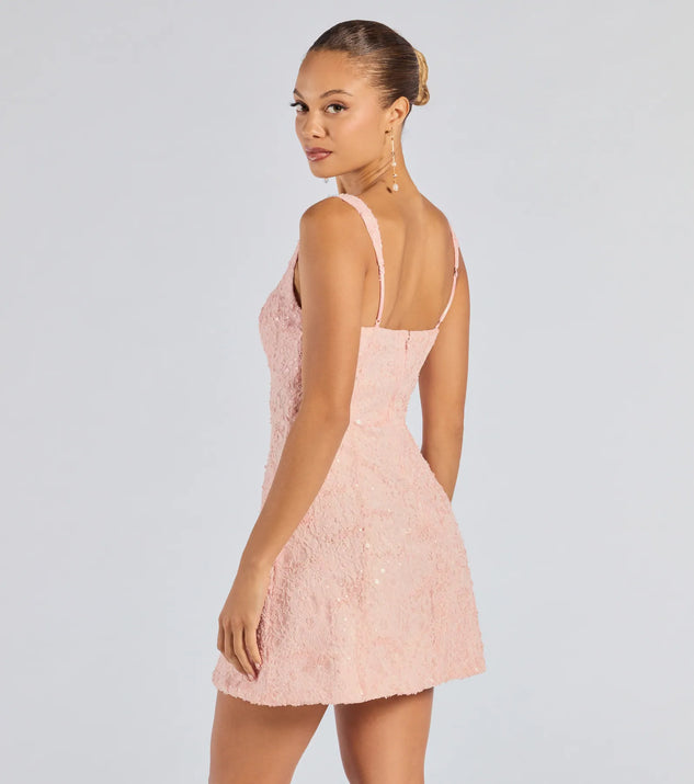 Clarice Sequin Beaded Lace A-Line Mini Dress | Windsor