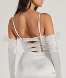 Revamp your 2025 wardrobe with this chic addition, the Anastasia Corset Tulle Bow Satin Mini Dress With Gloves in white, perfect for elevating your style in the new year.