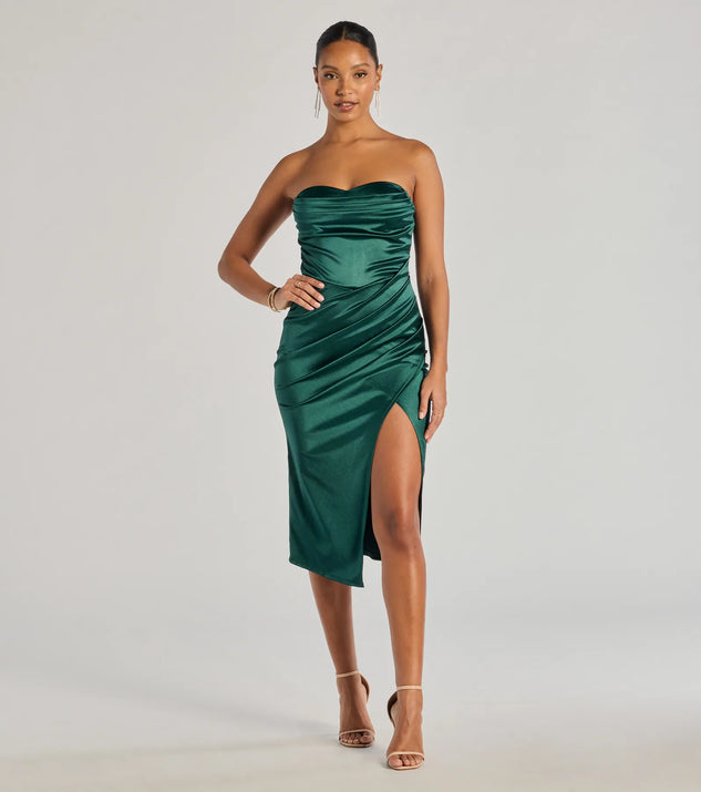 Shop Windsor Kaleen Sleeveless Satin Wrap Midi Dress Online – Trendy & Affordable Fashion