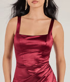 Own every entrance in the Samantha Formal Satin Midi Dress, a wine party dress perfect for milestone birthdays and grad parties, or dancing through summer nights and unforgettable bachelorette celebrations.