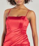 Make a bold statement in the Harriet Formal Satin Corset Midi Dress in red, the perfect spring dress for weddings, cocktail hours, nights out, and/or seasonal celebrations.